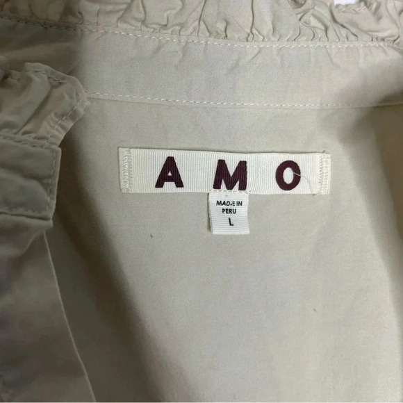 Amo Rosa Ruffle Shirt In Pumice Size Large - Picture 8 of 8